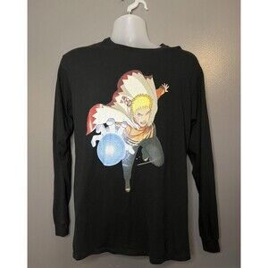 Naruto Shippuden Shirt Mens Medium Black Long Sleeve Graphic Rasengan Anime